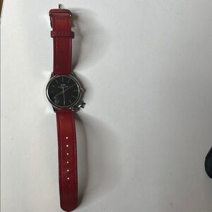 Coach Women's Red Leather Strap Watch with Black Dial